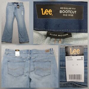 Lee Regular Fit Bootcut Jeans Womens 16 Medium‎ Light Wash Mid Rise NWT